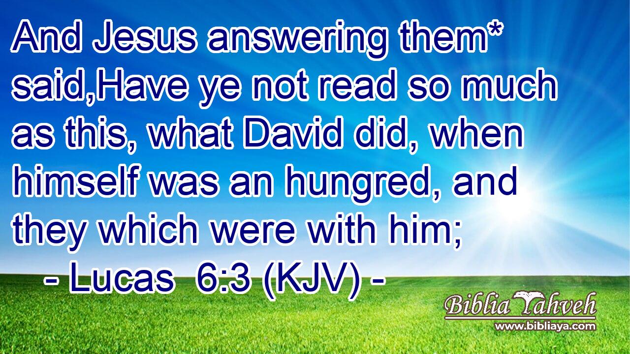 And Jesus answering them* said,Have ye not read so much as this, what David did, when himself was an hungred, and they which were with him;