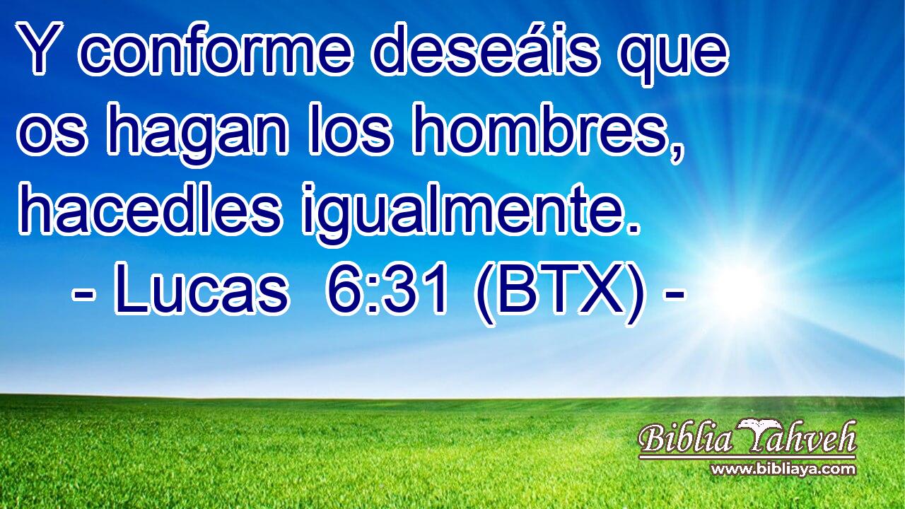 Y conforme deseáis que os hagan los hombres, hacedles igualmente.