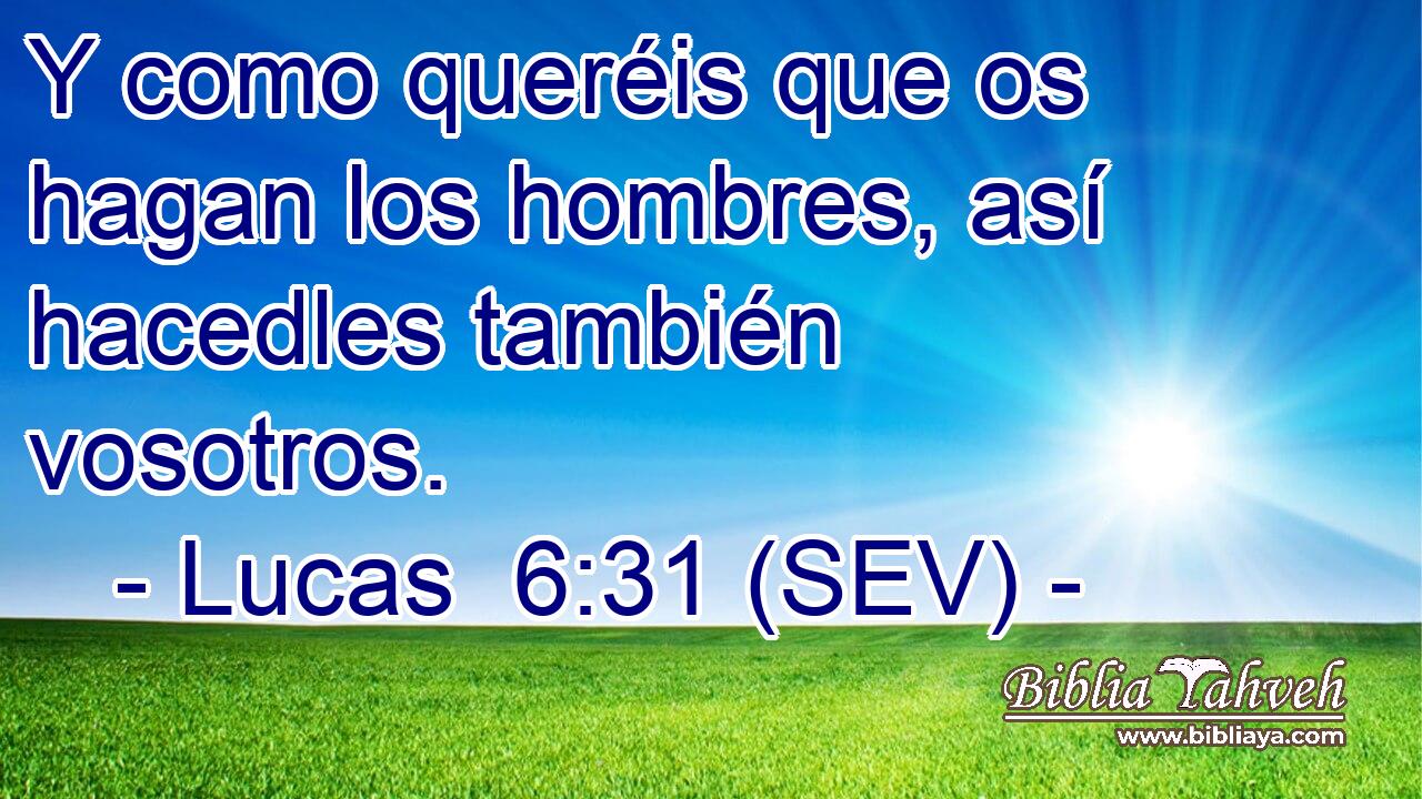 Y como queréis que os hagan los hombres, así hacedles también vosotros.