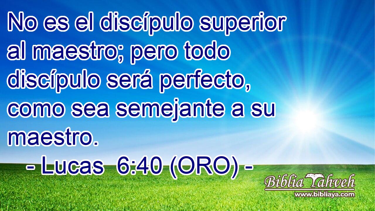  No es el discípulo superior al maestro; pero todo discípulo será perfecto, como sea semejante a su maestro. 
