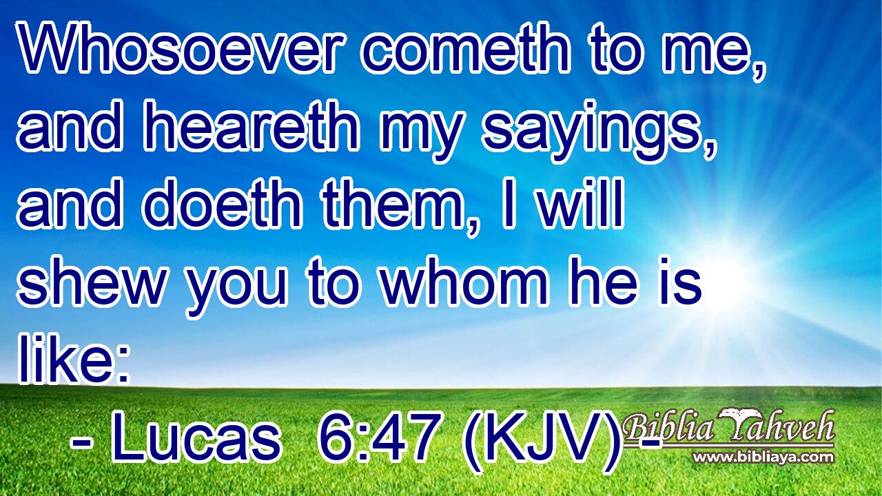 Whosoever cometh to me, and heareth my sayings, and doeth them, I will shew you to whom he is like: