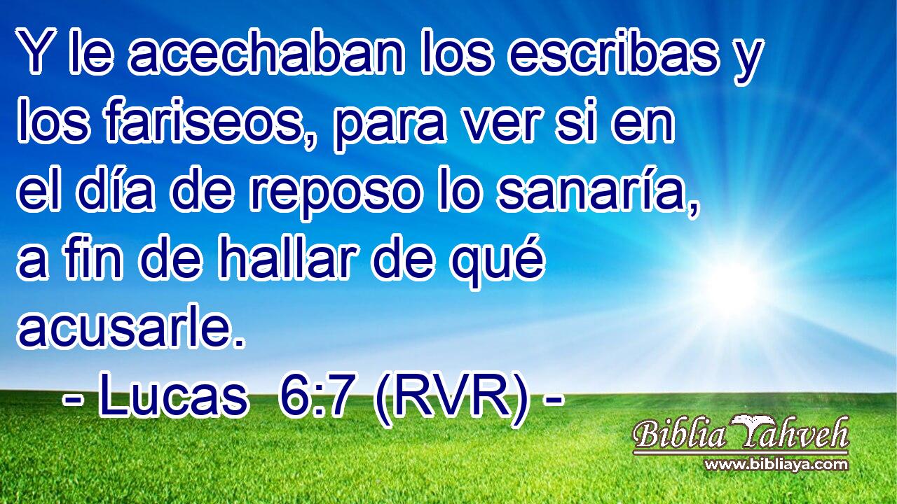 Y le acechaban los escribas y los fariseos, para ver si en el día de reposo lo sanaría, a fin de hallar de qué acusarle.
