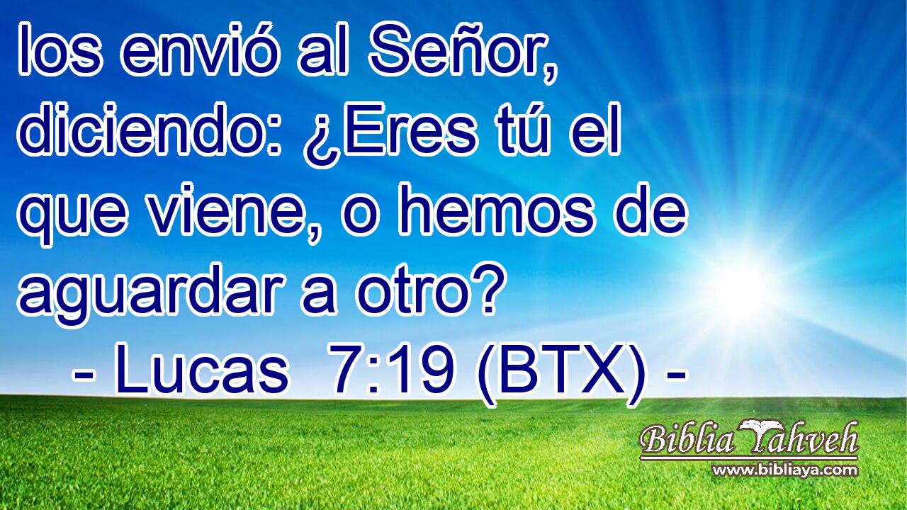 los envió al Señor, diciendo: ¿Eres tú el que viene, o hemos de aguardar a otro?