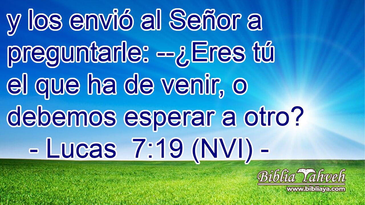  y los envió al Señor a preguntarle: --¿Eres tú el que ha de venir, o debemos esperar a otro? 