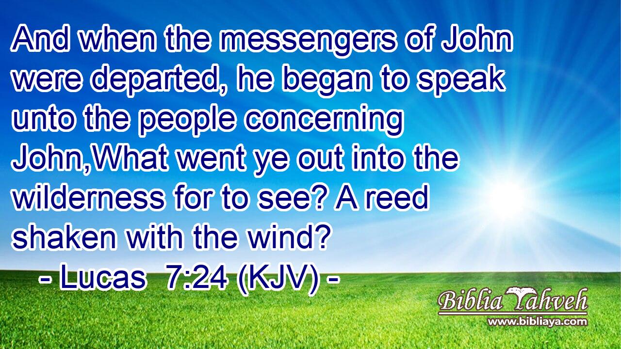 And when the messengers of John were departed, he began to speak unto the people concerning John,What went ye out into the wilderness for to see? A reed shaken with the wind?