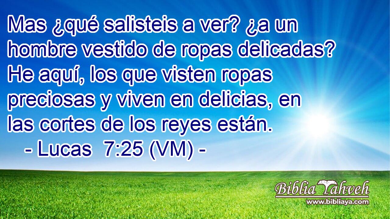  Mas ¿qué salisteis a ver? ¿a un hombre vestido de ropas delicadas? He aquí, los que visten ropas preciosas y viven en delicias, en las cortes de los reyes están. 