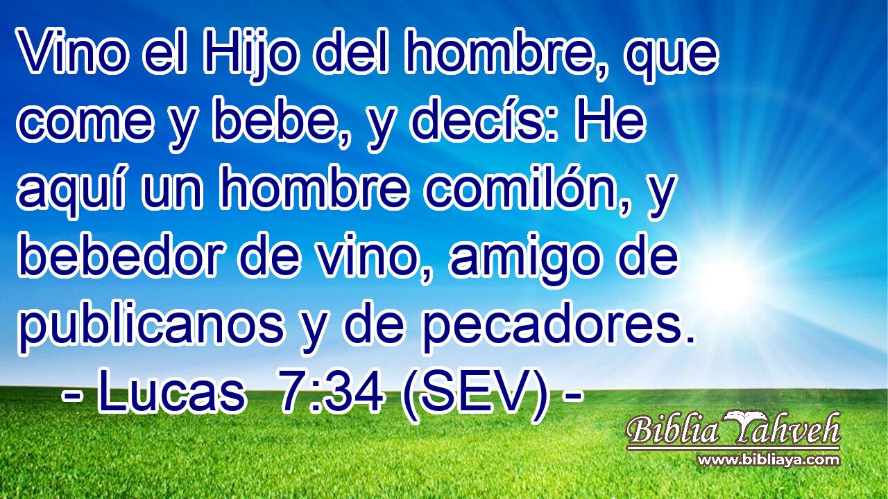 Vino el Hijo del hombre, que come y bebe, y decís: He aquí un hombre comilón, y bebedor de vino, amigo de publicanos y de pecadores.
