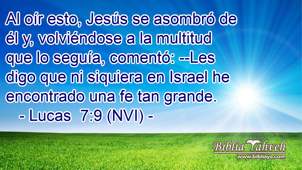  Al oír esto, Jesús se asombró de él y, volviéndose a la multitud que lo seguía, comentó: --Les digo que ni siquiera en Israel he encontrado una fe tan grande. 