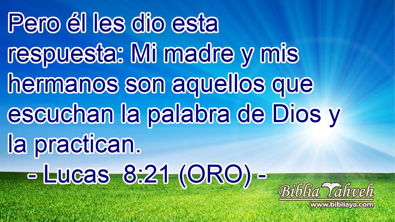  Pero él les dio esta respuesta: Mi madre y mis hermanos son aquellos que escuchan la palabra de Dios y la practican. 
