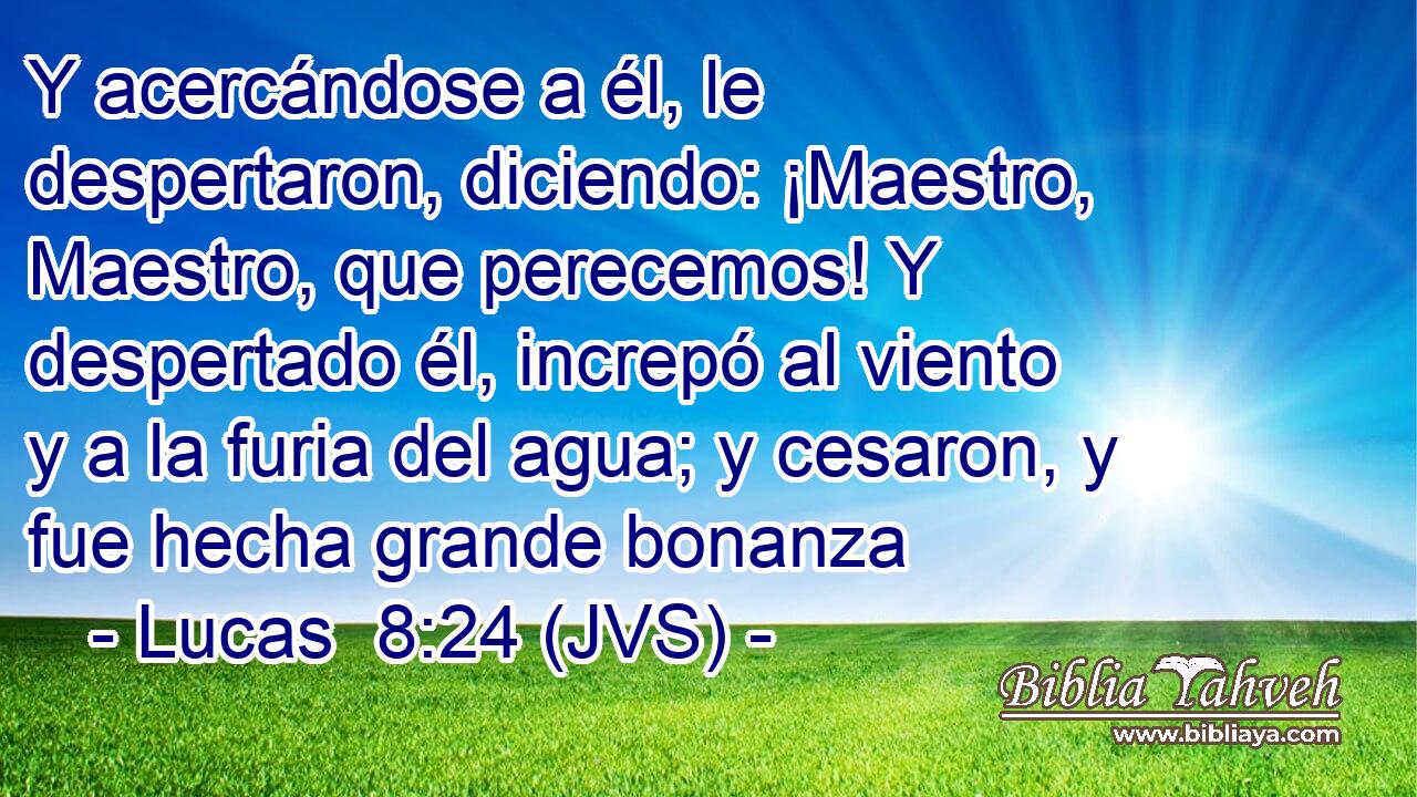 Y acercándose a él, le despertaron, diciendo: ¡Maestro, Maestro, que perecemos! Y despertado él, increpó al viento y a la furia del agua; y cesaron, y fue hecha grande bonanza