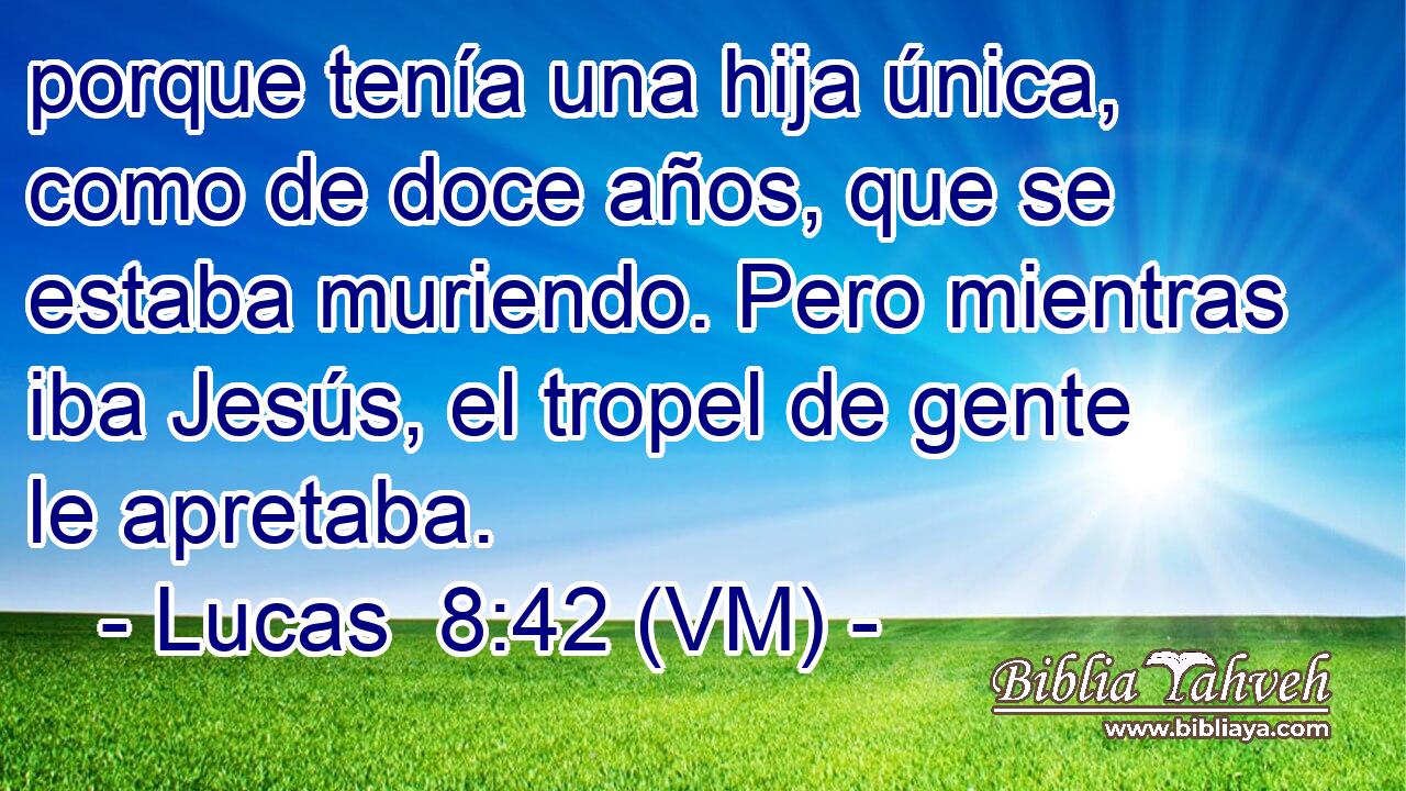  porque tenía una hija única, como de doce años, que se estaba muriendo. Pero mientras iba Jesús, el tropel de gente le apretaba. 