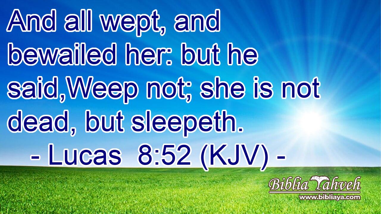 And all wept, and bewailed her: but he said,Weep not; she is not dead, but sleepeth.
