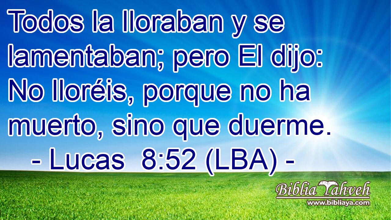 Todos la lloraban y se lamentaban; pero El dijo: No lloréis, porque no ha muerto, sino que duerme.