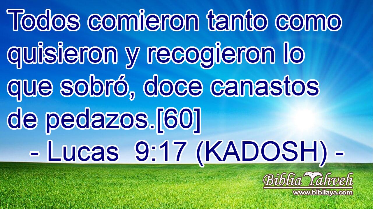  Todos comieron tanto como quisieron y recogieron lo que sobró, doce canastos de pedazos.[60] 