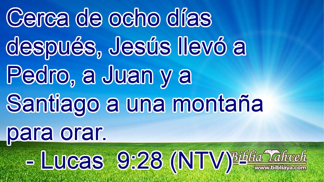 Cerca de ocho días después, Jesús llevó a Pedro, a Juan y a Santiago a una montaña para orar.
