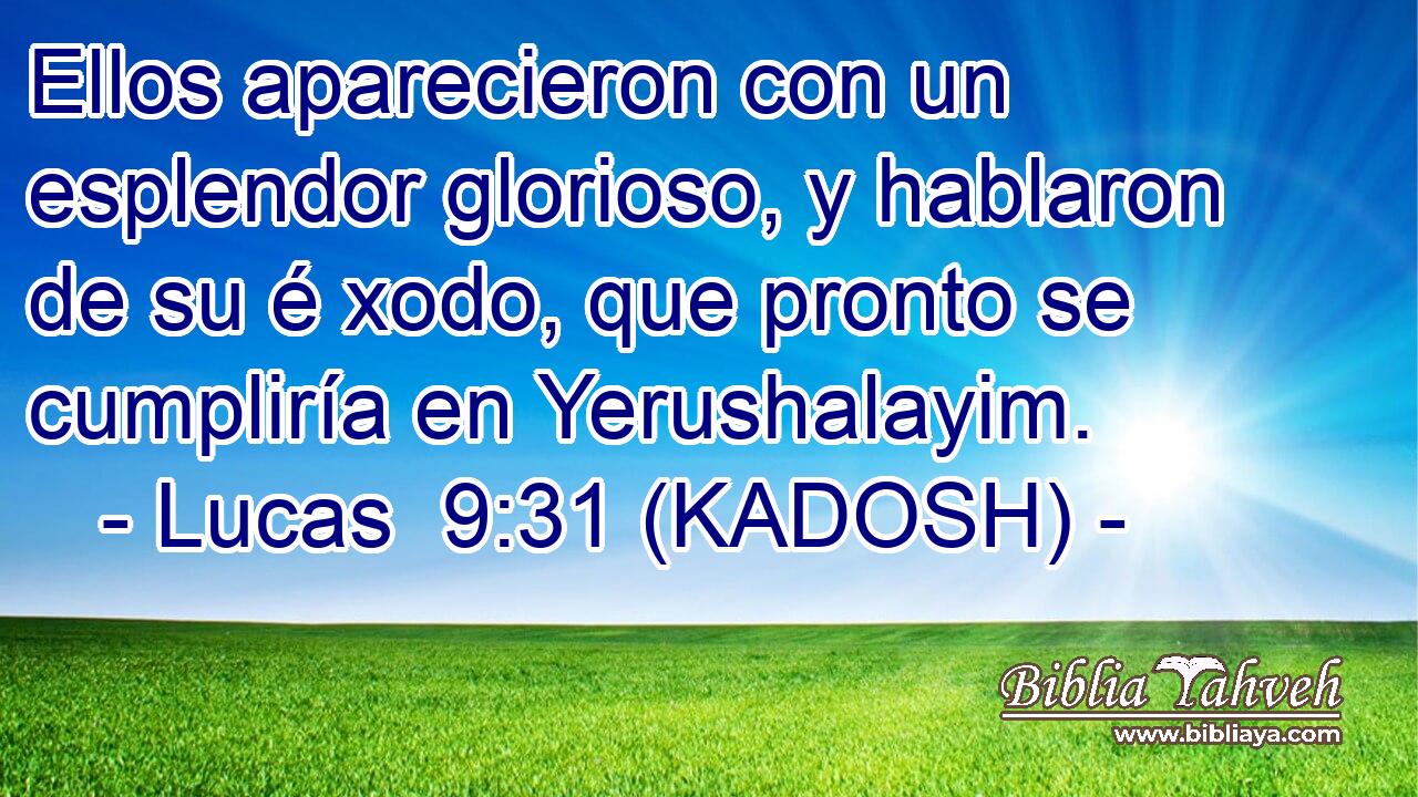  Ellos aparecieron con un esplendor glorioso, y hablaron de su é xodo, que pronto se cumpliría en Yerushalayim. 