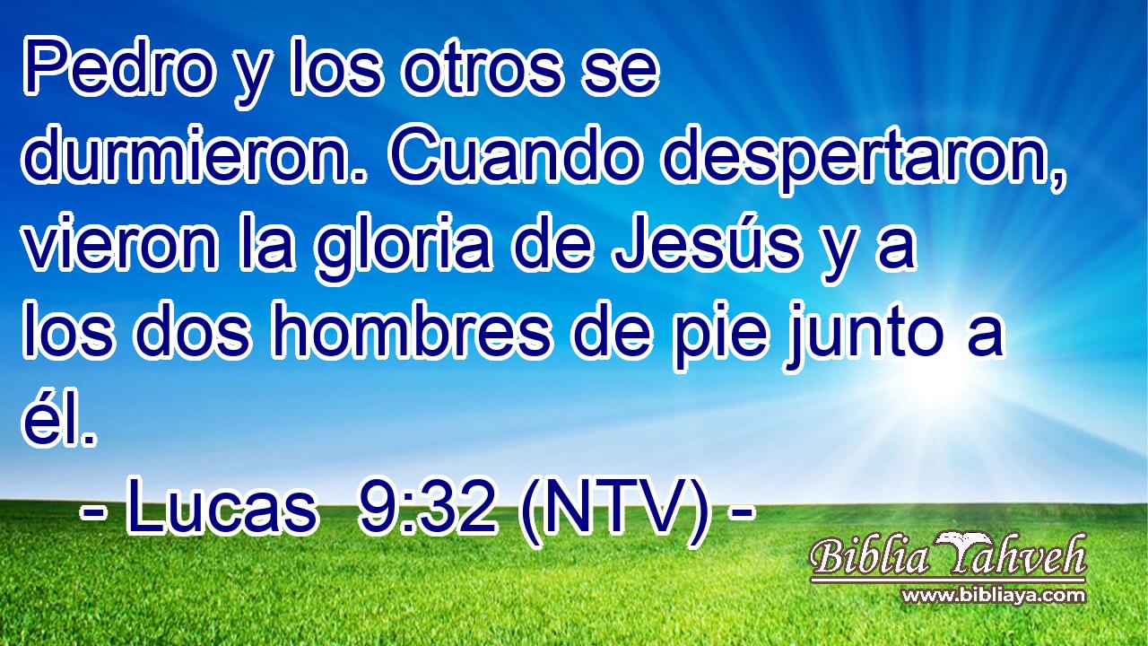 Pedro y los otros se durmieron. Cuando despertaron, vieron la gloria de Jesús y a los dos hombres de pie junto a él.