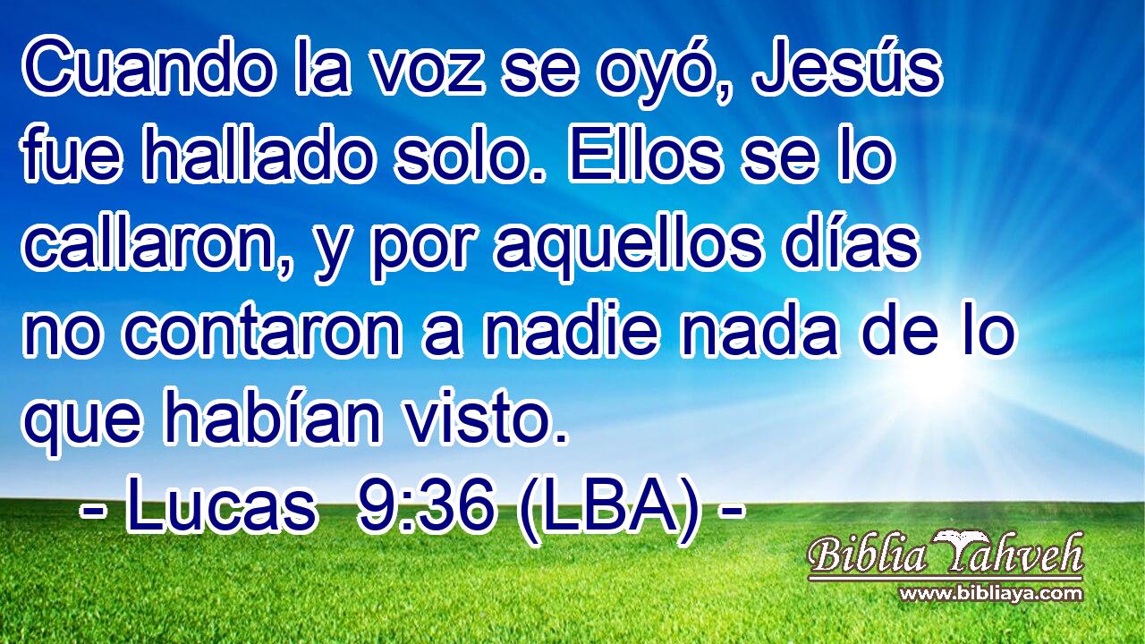 Cuando la voz se oyó, Jesús fue hallado solo. Ellos se lo callaron, y por aquellos días no contaron a nadie nada de lo que habían visto.