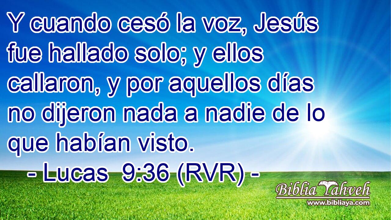Y cuando cesó la voz, Jesús fue hallado solo; y ellos callaron, y por aquellos días no dijeron nada a nadie de lo que habían visto.