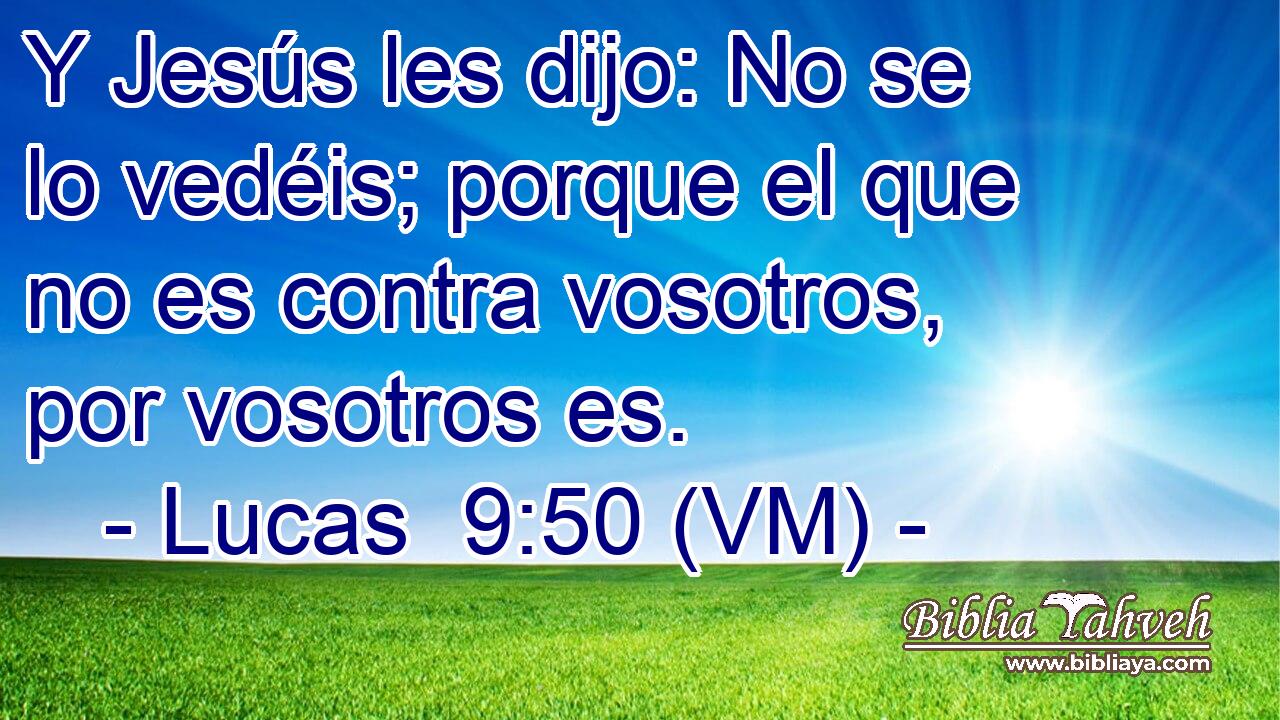  Y Jesús les dijo: No se lo vedéis; porque el que no es contra vosotros, por vosotros es. 