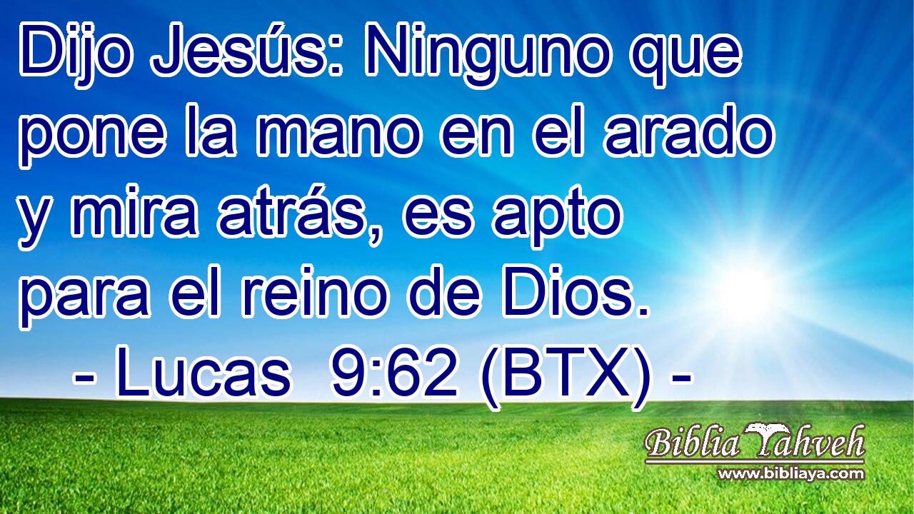 Dijo Jesús: Ninguno que pone la mano en el arado y mira atrás, es apto para el reino de Dios.