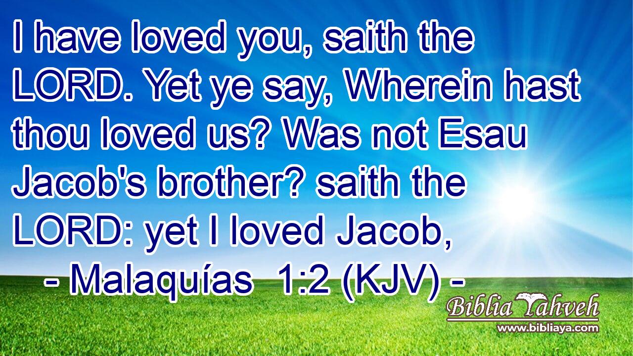 I have loved you, saith the LORD. Yet ye say, Wherein hast thou loved us? Was not Esau Jacob's brother? saith the LORD: yet I loved Jacob,