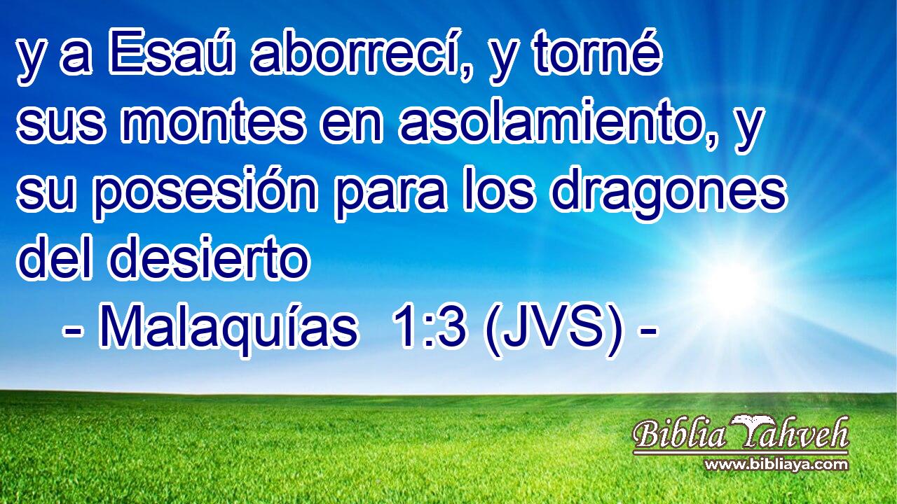 y a Esaú aborrecí, y torné sus montes en asolamiento, y su posesión para los dragones del desierto