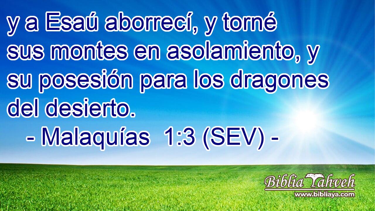 y a Esaú aborrecí, y torné sus montes en asolamiento, y su posesión para los dragones del desierto.