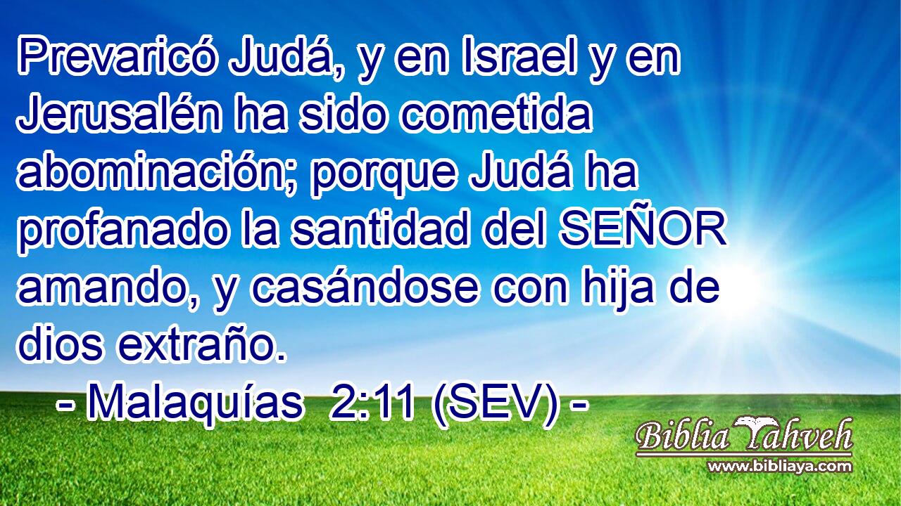 Prevaricó Judá, y en Israel y en Jerusalén ha sido cometida abominación; porque Judá ha profanado la santidad del SEÑOR amando, y casándose con hija de dios extraño.