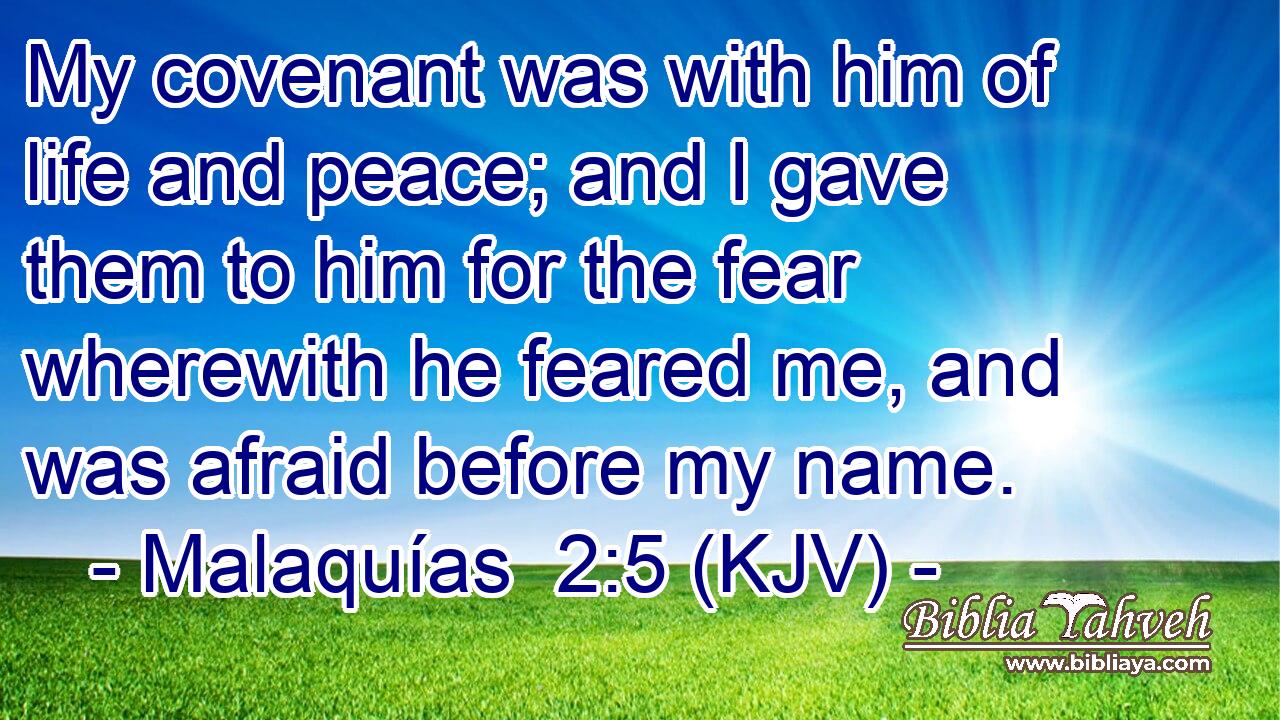 My covenant was with him of life and peace; and I gave them to him for the fear wherewith he feared me, and was afraid before my name.