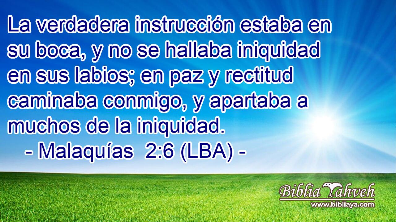 La verdadera instrucción estaba en su boca, y no se hallaba iniquidad en sus labios; en paz y rectitud caminaba conmigo, y apartaba a muchos de la iniquidad.