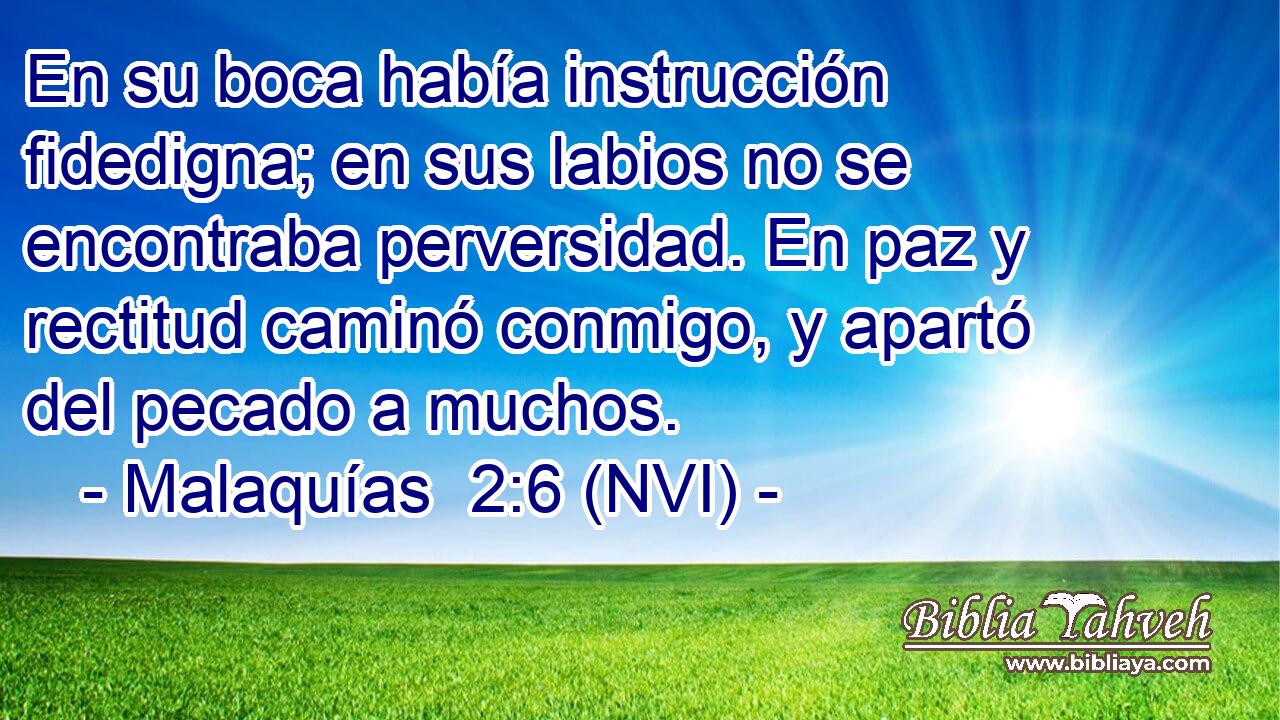  En su boca había instrucción fidedigna; en sus labios no se encontraba perversidad. En paz y rectitud caminó conmigo, y apartó del pecado a muchos. 