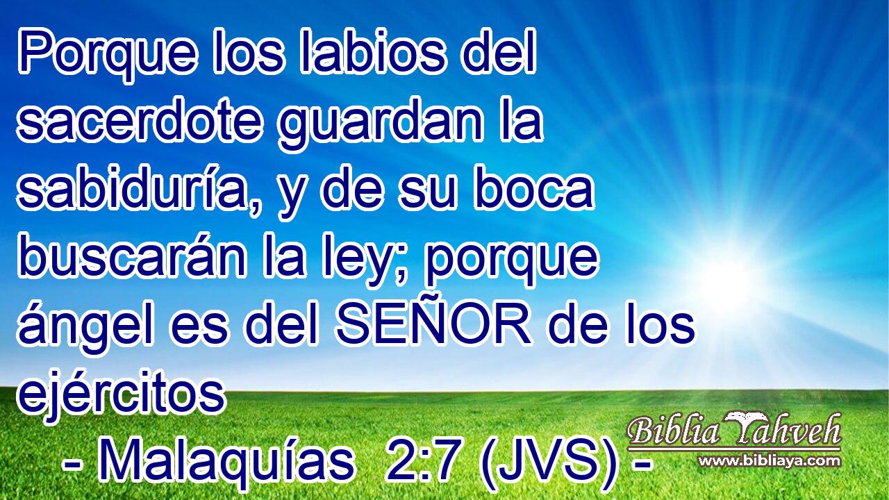 Porque los labios del sacerdote guardan la sabiduría, y de su boca buscarán la ley; porque ángel es del SEÑOR de los ejércitos