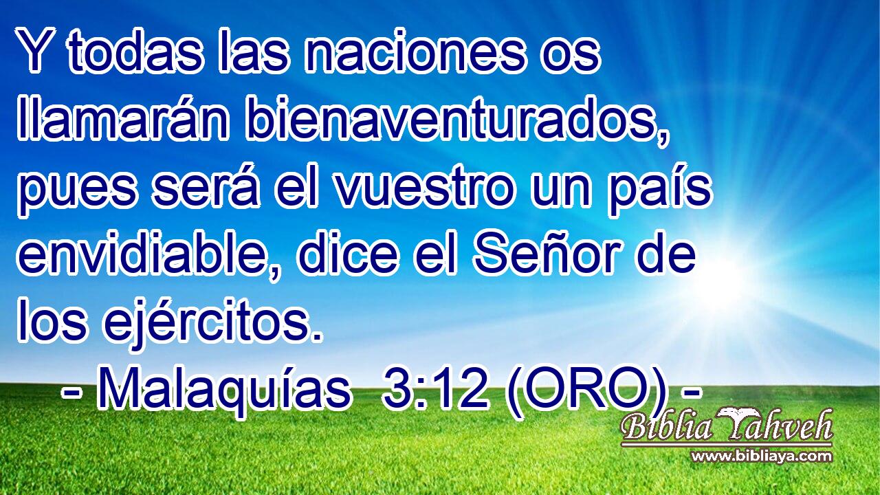  Y todas las naciones os llamarán bienaventurados, pues será el vuestro un país envidiable, dice el Señor de los ejércitos. 