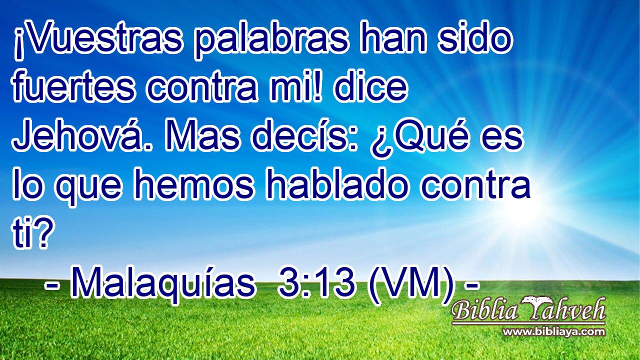  ¡Vuestras palabras han sido fuertes contra mi! dice Jehová. Mas decís: ¿Qué es lo que hemos hablado contra ti? 