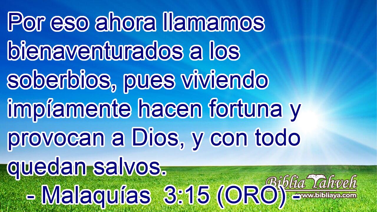  Por eso ahora llamamos bienaventurados a los soberbios, pues viviendo impíamente hacen fortuna y provocan a Dios, y con todo quedan salvos. 