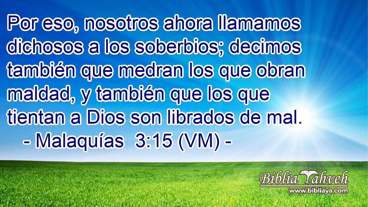  Por eso, nosotros ahora llamamos dichosos a los soberbios; decimos también que medran los que obran maldad, y también que los que tientan a Dios son librados de mal. 