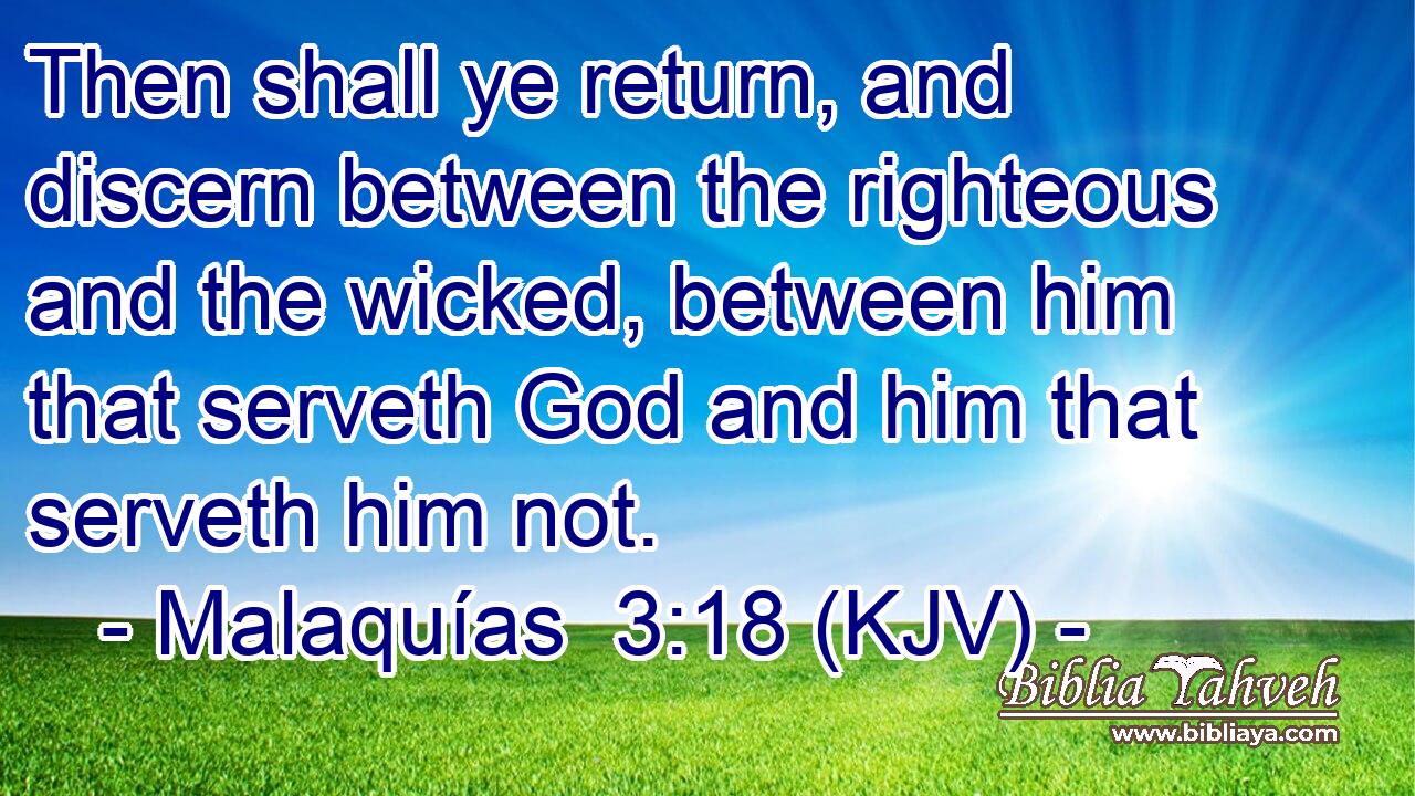 Then shall ye return, and discern between the righteous and the wicked, between him that serveth God and him that serveth him not.