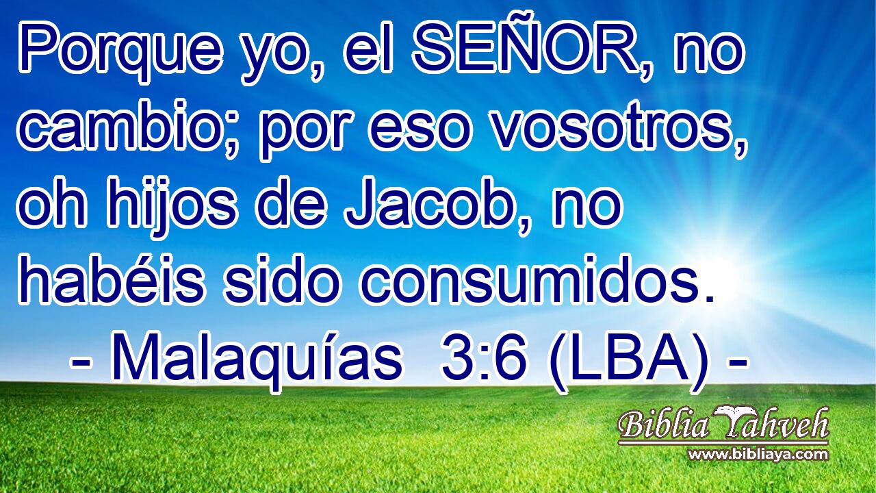Porque yo, el SEÑOR, no cambio; por eso vosotros, oh hijos de Jacob, no habéis sido consumidos.