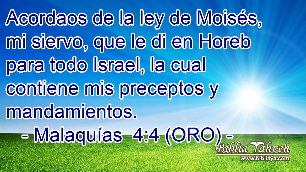  Acordaos de la ley de Moisés, mi siervo, que le di en Horeb para todo Israel, la cual contiene mis preceptos y mandamientos. 