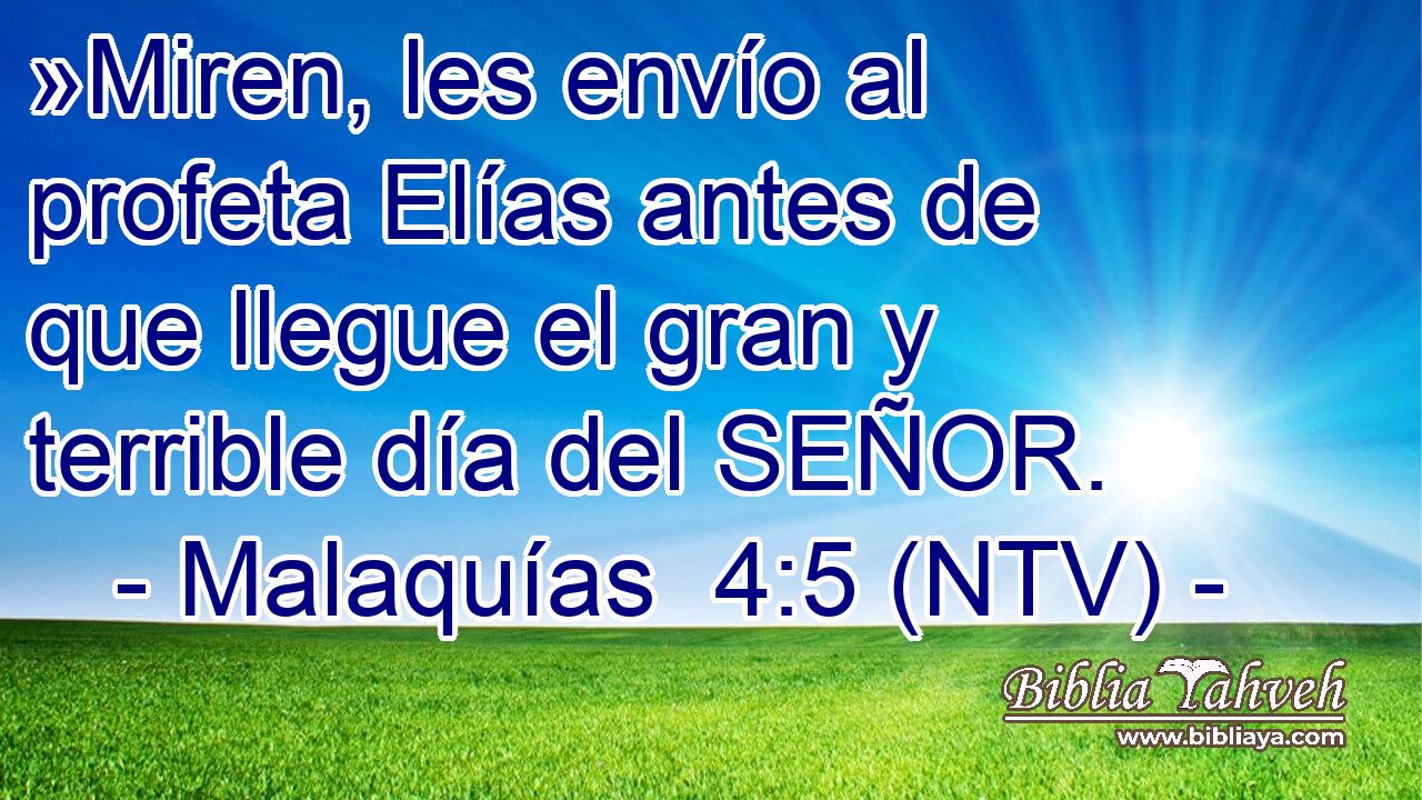 »Miren, les envío al profeta Elías antes de que llegue el gran y terrible día del SEÑOR.