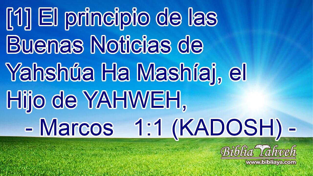  [1] El principio de las Buenas Noticias de Yahshúa Ha Mashíaj, el Hijo de YAHWEH, 