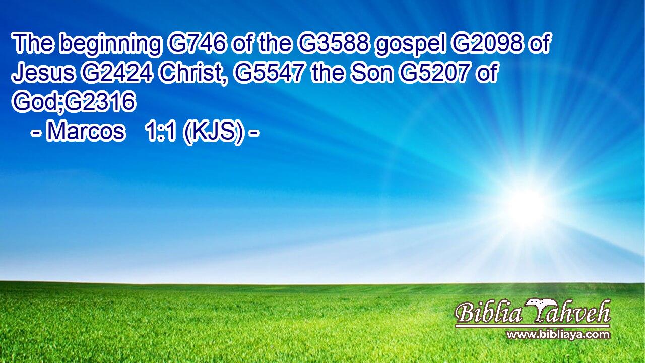 The beginning G746 of the G3588 gospel G2098 of Jesus G2424 Christ, G5547 the Son G5207 of God;G2316