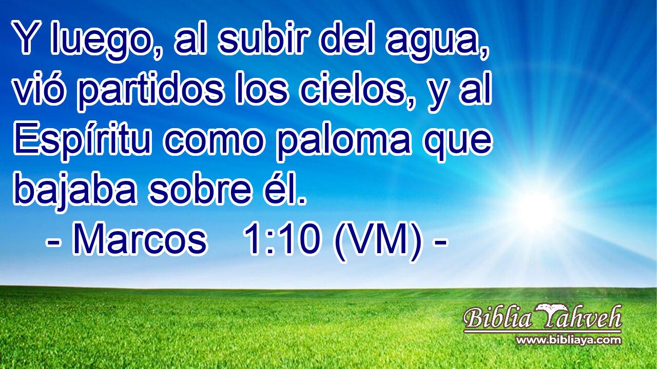  Y luego, al subir del agua, vió partidos los cielos, y al Espíritu como paloma que bajaba sobre él. 