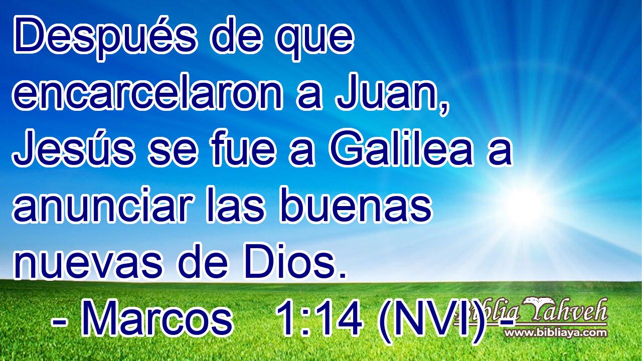  Después de que encarcelaron a Juan, Jesús se fue a Galilea a anunciar las buenas nuevas de Dios. 