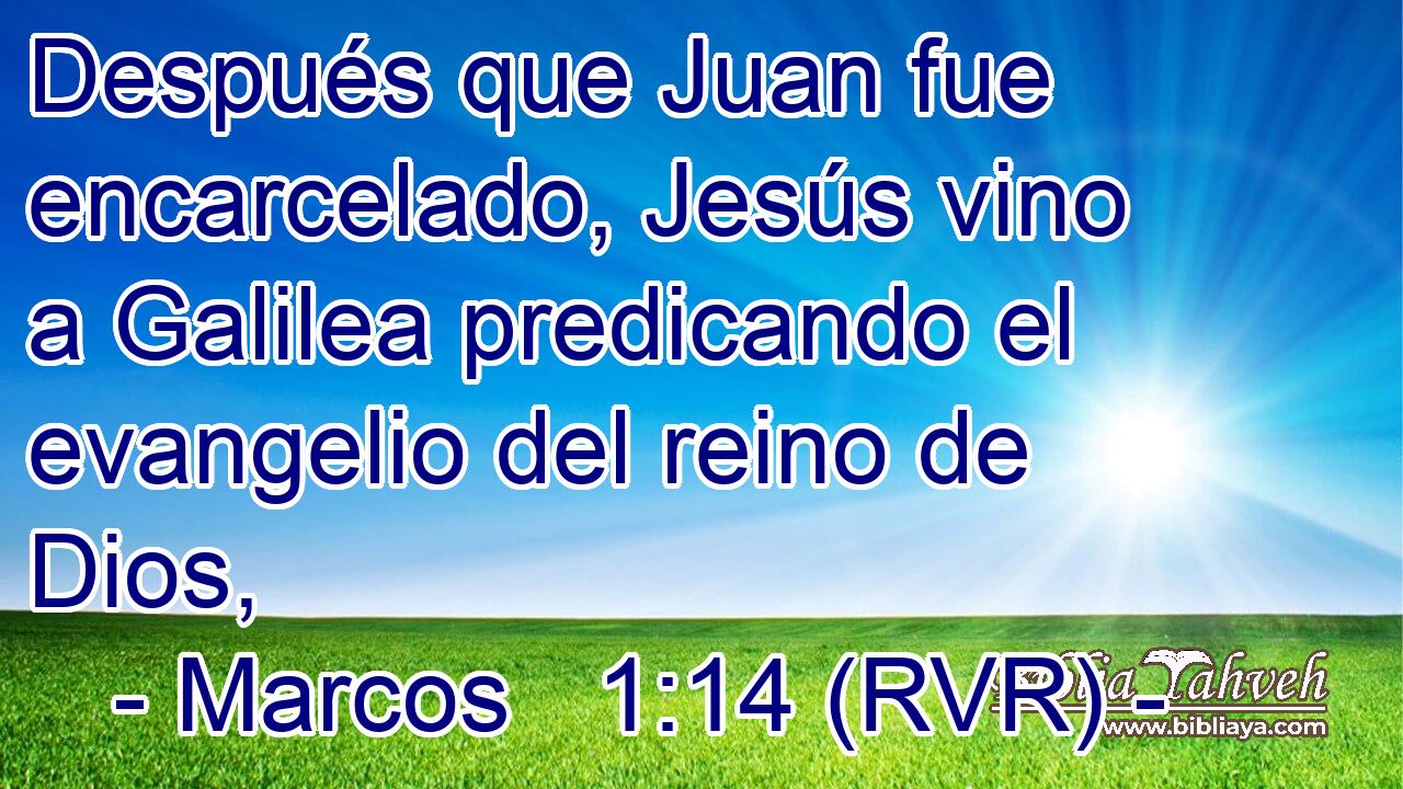 Después que Juan fue encarcelado, Jesús vino a Galilea predicando el evangelio del reino de Dios,