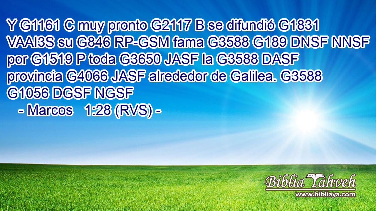 Y G1161 C muy pronto G2117 B se difundió G1831 VAAI3S su G846 RP-GSM fama G3588 G189 DNSF NNSF por G1519 P toda G3650 JASF la G3588 DASF provincia G4066 JASF alrededor de Galilea. G3588 G1056 DGSF NGSF 
