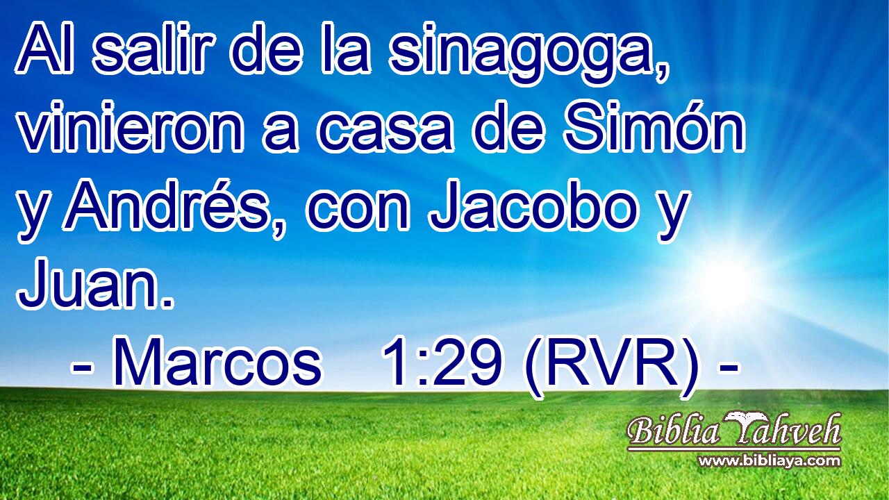 Al salir de la sinagoga, vinieron a casa de Simón y Andrés, con Jacobo y Juan.