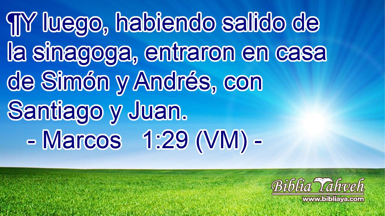  ¶Y luego, habiendo salido de la sinagoga, entraron en casa de Simón y Andrés, con Santiago y Juan. 