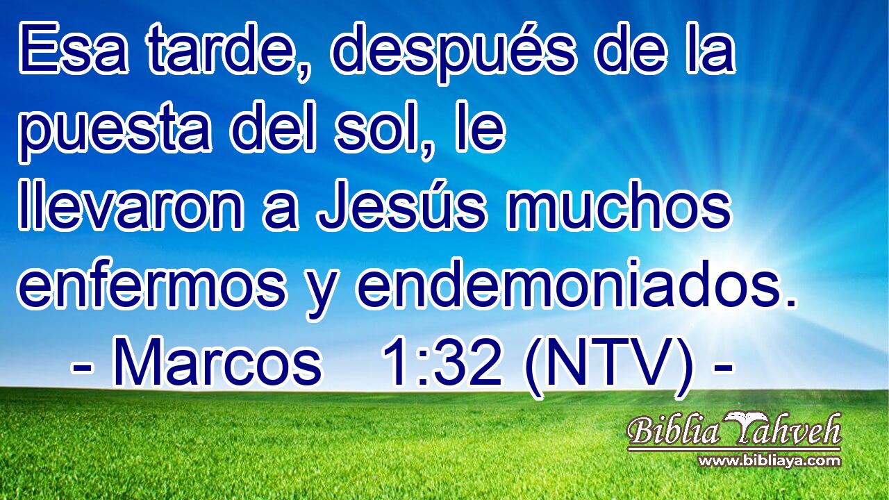 Esa tarde, después de la puesta del sol, le llevaron a Jesús muchos enfermos y endemoniados.